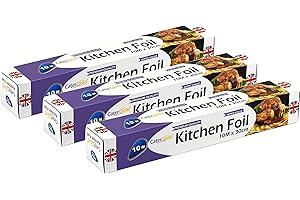 CATERGOLD Heavy Duty Aluminium Catering Kitchen Wrapping Baking Tin Foil Non-Stick Foil for Cooking BBQ Roasting Grilling Baking Wrapping Freezing 30cm x 10m (Pack of 3)
