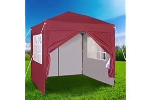 mcc direct 2 x 2 m wasserdichter Pop-Up-Pavillon Falt-Pavillon mit silberfarbener Schutzschicht 4 Seitenwände WS (Rot)