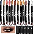 Oillase 12 PCS Eyeshadow Stick Sets with Smudge Proof Eyeshadow Primer Base, Waterproof Glitter Eyeshadow Pen with Soft Brush, Cream Eye Shadow Stick Makeup, Shimmer and Matte Eyeshadow Pencil Crayon