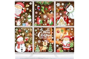 ZEACKUQ Stickers Noel Fenetre Electrostatique 10 Feuilles, Autocollant Noel Fenetre Réutilisable Decoration Noël Fenêtre, PVC Père Noël Flocon de Neige Stickers Fenêtre Noël pour Vitre Porte Deco