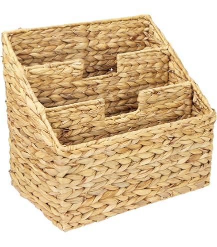 HUIKJI Set van 2 hangmanden van waterhyacint, handgeweven manden voor planten en accessoires, kleine opbergmanden om aan de muur te hangen, natuurlijke zeeonkruidmanden