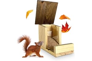 GARTENETAGE Squirrel Feeder Weatherproof - Robust Wooden House for Hanging - Feeding Station with Feeding Station