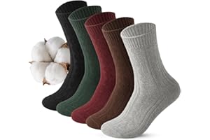 Vihir 5 Pares De Calcetines Negros Gruesos y Cálidos Para Mujeres, De Invierno Tejidos, Transpirables, Cómodos y Largos De Algodón, Térmicos Eu 36-40