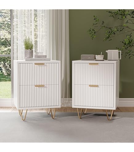 Kommode voor slaapkamer, witte commode met 5 laden, moderne houten