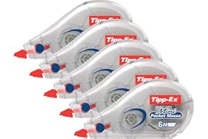 Tipp-Ex Mini Pocket Mouse Correction Tape Rollers 6m - Pack of 5 - Tear-Resistant Tapes, Smooth Glide, White