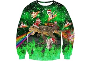 TUONROAD Suéter de Navidad Unisexo Novedad Christmas Impreso Jerséis Cuello Redondo Manga Larga Ugly Xmas Sweater Invierno para Mujer Hombre S-XXL