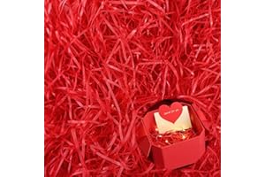 ACTOYS Carta Velina Tagliuzzata per Regali, 100g Carta Tagliuzzata per Regali, Paglia Per Cesti, Carta per Riempire Cesti, Paglia rossa bianco per Confezioni per Decorazione e Protezione Regalo