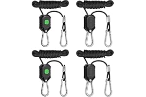 VIVOSUN 2-Pair 1/8 Inch Adjustable Grow Light Hangers, Heavy Duty Rope Hanger with Reinforced Metal Gears, 8Ft. Long and 150 lbs Weight Capacity Rope for Grow Light, Inline Fan, Filters