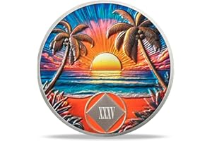 DEDECOML 35 Year Sobriety Coin - Beach NA Medallions | Narcotics Anonymousa AA Chips and Medallions | Addiction Recovery Gifts for Celebrating Recovery Anniversary Milestones | Sobriety Gifts for Women & Men