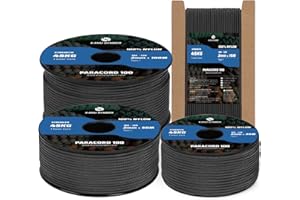 Kamu Synber 2mm Paracord 15M 100% Nylon Corda Paracadute 1 Fili Tipo I per Sopravvivenza, Esterno, DIY | Supporto 45kg | Nero