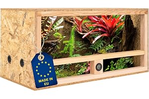 ITA Träterrarium 80 x 40 x 40 cm med sidoventilation och integrerad hygrometer - OSB-3 trä terrarium - För reptiler, ormar, amfibier - EU-produkt, FSC-certifierad