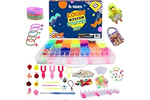 k-masy Loom Bands Starter Kit 5000 + Colorful Rubber Bands Friendship Bracelet Making Kit for Girls and Boys in 20 Unique Colors with Beads and Other Accessories in Beautiful Craft Storage Box