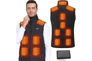 Baowenqier Heated Gilet for Men with 15 Heat Zones Heated Vest with 10000mAh Power Bank 3 Heat Settings Heated Body Warmer for Outdoor Ski Riding Hiking Motor