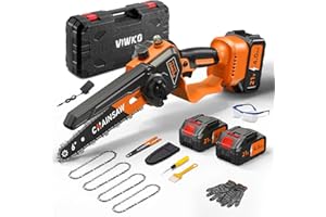 VIWKO Mini Motosega a Batteria 6 Pollici, Mini Motosega Elettrica con 8000mAh Batterie, 1000W Blushless Sega a Batteria per Potatura, il Taglio Del Legno e Giardini, Elettrosega Compatibile con Makita 18V