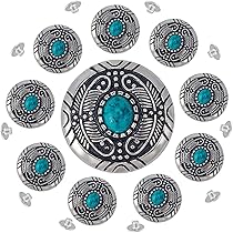 GORGECRAFT 10 Set Turquoise Knopen Achterkant Schroef Knopen Westerse Stijl Knop Madeliefje Zonnebloem Decoratieve Gesp Vintage Bloem Vervanging Gesp voor DIY Naaien