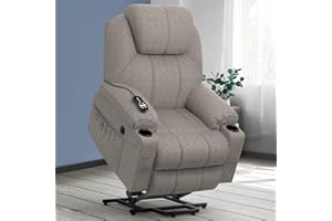 ‎YONISEE YONISEE Fernsehsessel Elektrisch Verstellbar, Aufstehhilfe Massagesessel mit Massage Wärmefunktion Seniorensessel, Relaxliege mit Fußteil, 2 Seitentaschen und Getränkehalter,USB-Anschlüsse