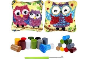 Kinsinder Juego de 2 fundas de almohada de anudado, diseño de búho, juego de cojines de anudado, alfombra de anudado para niños y adultos