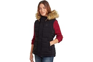 TOG 24 Cowling Womens Ultra Warm Wind Resistant Padded Gilet with Pockets and Faux Fur Trim Hood