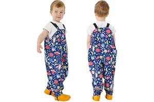 Domueay Pantalon Impermeable Niño Niña Pantalón de Lluvia Plegable Ligero Peto de Lluvia Sin Forro Transpirable Pantalón Barro Reflectante Ropa Impermeable Infantil Bebé 2-7 años
