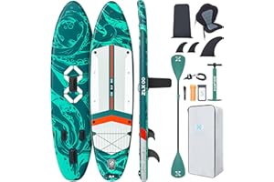 ZLX 350cm Extra Groß Stand Up Paddle Board mit Sitz Große Tragfähigkeit 550LB Inflatable SUP Board für Erwachsene Anfängerfreundlich Stabiles Anti-Rutsch-Deck, Pumpe, SUP Paddle