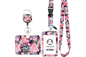 JJSHUND 2 Pièces Porte Badge Tour de Cou avec 2 Porte-cartes, Porte Badge Enrouleur Cordon Tour de Cou avec Fermoir Mousqueton Pivotant pour Carte Bancaire, Carte de Bus, Clé, Carte d'Identité