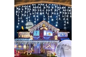 JEAYYDSI 164FT Icicle Lights 1512LED 50M Christmas Lights Outdoor LED Fairy String Light 12 Lighting Modes with Timer Memory Waterproof Christmas Light for Yard Roof Party Holiday Wedding Garden Decor