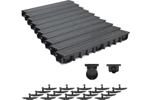 ZMMMAXPOL 10m Entwässerungsrinne für modulares System A15 98mm, komplett Stegrost Kunststoff, Schwarz Line