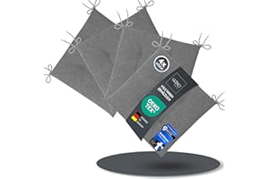 LILENO HOME Lot de 4 coussins de chaise - Gris clair - 40 x 40 x 4,5 cm - Pour chaise de jardin, cuisine ou salle à manger - Confortables - Résistants aux UV - Pour l'intérieur et l'extérieur -