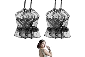 XNIVUIS 2 pares de guantes de encaje para mujer, guantes de encaje sin dedos, elegantes guantes de encaje cortos para novias y damas de honor para bodas, ópera, fiesta de noche, banquete (negro)