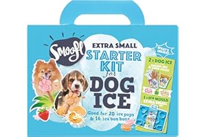 Smoofl XS Starter Kit to create your own dog ice cream, Kit with 2 Ice Cream Mixes for Little dogs, Peanut Butter & Strawberry, a pawshaped Silicone XS Mould, for 20 Dog Ice Treats and 16 Ice Pralines