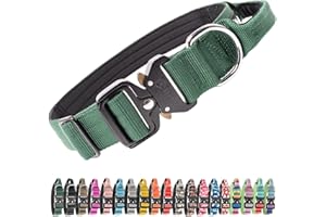 TSPRO Premium Collares para Perros, Ajustable de Collar Táctico Perro con Manija y Broche Metálica de Liberación Rápida Resistente para Perros Medianos a Grandes (Verde L)