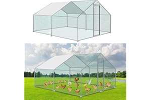 Izrielar Recinzione XXL per pollaio con serratura di sicurezza e panno impermeabile in polietilene, molto spazio per polli, conigli e altri piccoli animali, robusto telaio in acciaio, 3 x 4 x 2 m