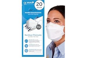 Air Ease FFP2 Masken 20 Stück, Fischform, weiß, einzeln verpackt, atmungsaktiver Mundschutz und Atemschutzmaske, ohne Ventil