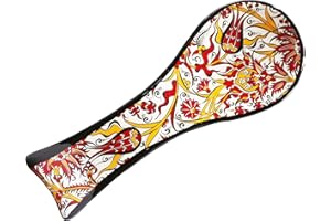 HeraCraft Hand Painted Spoon Rest Coaster - 24.5cm - Ottoman Tulip Patterned Stylish Kitchen On Top Counter Ceramic Spoon Holder - Best Birthday Housewarming Gift Idea