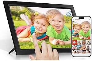 Tibuta Cadre photo numérique 15,6" WiFi 1366 x 768 IPS écran tactile Cadre photo électronique avec stockage 16 Go Partager de