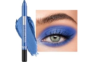 BELIKY GIRL Stylo fard à paupières ver à soie nacré durable imperméable et non fleurissant stylo gel nacré brillant stylo ombre à paupières 12 couleurs (bleu royal)