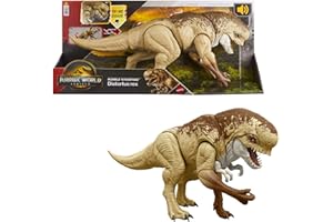 Mattel Jurassic World: El Renacer Rumble 'N Rampage Figura de acción de dinosaurio Distortus Rex de 56 cm con dos acciones de ataque, diseño fiel, juego digital, JJP79