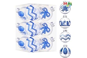Joiedomi 12 Piezas 8 cm Set de Adornos de Bolas de Navidad Blancas y Transparentes, Elegantes para Decoración de Vacaciones de Navidad, Interior y Exterior