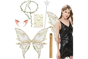 BFSYRR Fairy Wings, Butterfly Wings Adults, Angel Costume Accessories, Sparkling Sheer Wings with Flower Headband, Angel Princess Fancy Dress Up Costumes for Halloween Party Cosplay