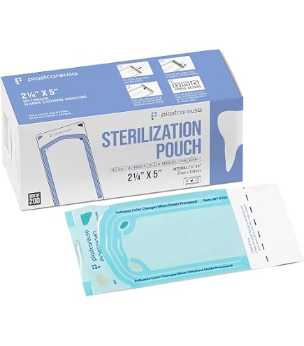 Sterilization Pouches 5.25 X 10 Self-Sealing Autoclave Bags With Indicators For Professional Surgical Instrument Cleaning Box Of 1000