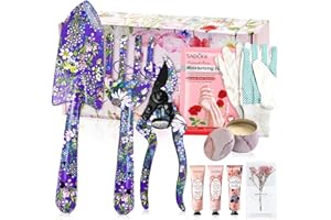 YORFULL Juego de Herramientas Jardineria, 10 Piezas Kit Jardineria con Guantes, Pala, Tijeras, Garra, Velas, Crema de Manos, Juego de Herramientas Jardinería con Bonita Caja de Regalo
