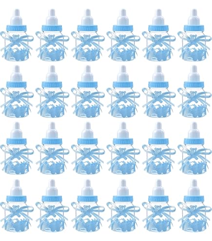 Bomboniere A Forma Di Biberon | 24 Pezzi Azzurri | Per Battesimo, Nascita, Comunione | Portaconfetti - Foto 8