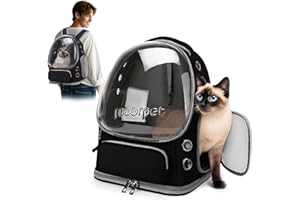 ALLSOPETS Sac à Dos pour Chat Design Innovant à Bulle Pliable Portable Transporteur pour Chats et Chiens jusqu'à 7.5KG avec Crochet de Sécurité Intérieur Idéal pour Voyages Camping (Noir)