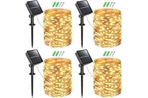 btfarm [4 Pacchi] Luci Solari Esterno, 17M 150LED Catena Luminosa Esterno Solare 8 Modalità Impermeabili Filo Luci da Esterno Solari per Giardino, Natale, Patio, Matrimonio, Festa(Caldo Bianco)
