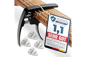 BELFORT® QuickPitch Capodastre original pour guitare + 3 médiators + eBook gratuit ☆ Facile à utiliser ☆ Capo pour guitare – Guitare folk, guitare acoustique, guitare de concert, guitare électrique et