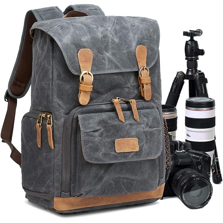 Sac à Dos Pour Appareil Photo Reflex - Toile Imperméable, Compartiment Ajustable Pour Objectifs - Pochettes Multiples, Bretelles Réglables
