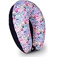 HOOPY Travel Neck Pillow in Soft Fabric for Head, Neck, Shoulder Support Filled with Soft Memory Foam Filling | Multi Purpose Neck Pillow| Neck Rest | Neck Pain | Travel Print