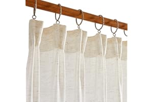 Deconovo woalowa przezroczysta zasłona z taśmą marszczącą, wygląd lnu, dekoracyjne, przewiewne, do salonu, sypialni, na balkon, 138 x 140 cm (wys. x szer.), len, zestaw 2 sztuk