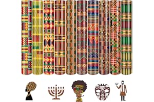 Tintnut Kwanzaa HTV Vinyl - 10 Sheets 12 X 10inches Kente Pattern Printed Heat Transfer Vinyl African Amercian Iron on Vinyl for Clothes DIY Compatible with Cricut or Silhoutte Cameo
