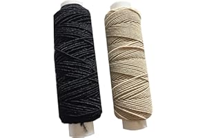 THE TRIMMING DEPARTMENT Shirring Shearing Elastic Thread, 20 Meter Each Colour Per Spool, Pack of 2 X 20m Spools, Sewing, Haberdashery, Craft, Smocking, Gathering, (Black & Stone), 30 Colours Available